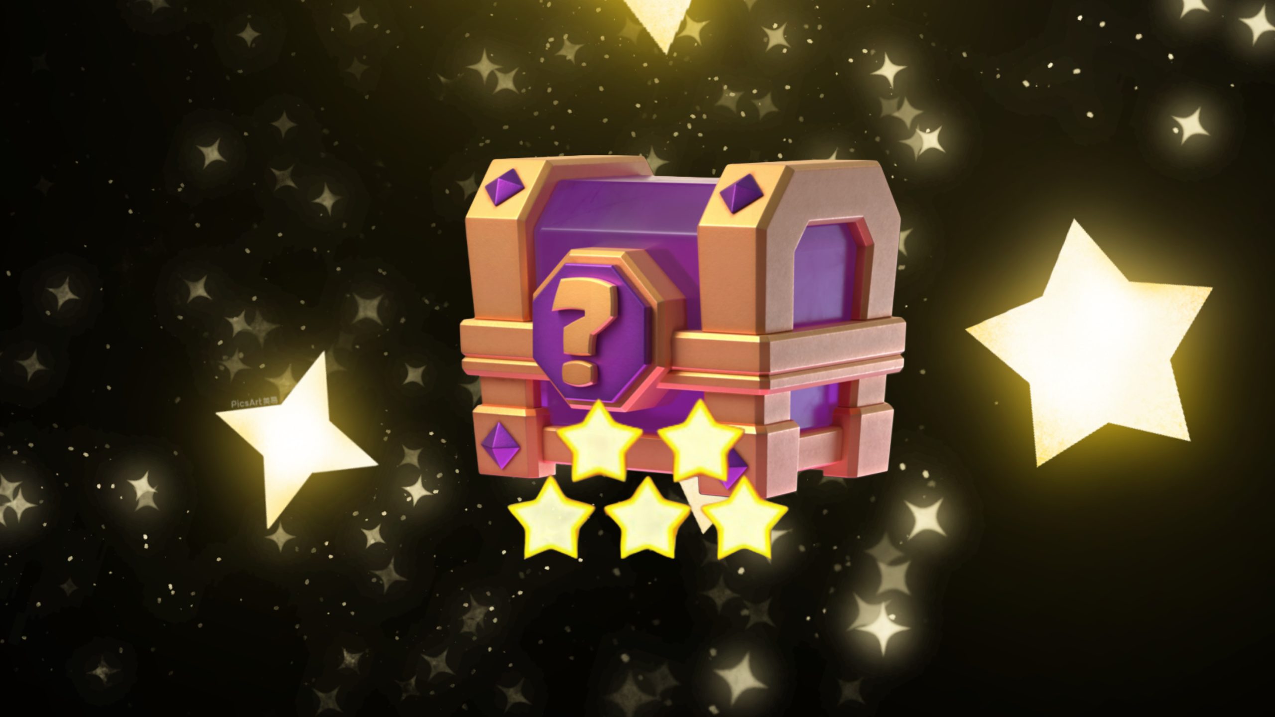 Cofre de la suerte mágico, cofre brillante con detalles mágicos y fondo desenfocado